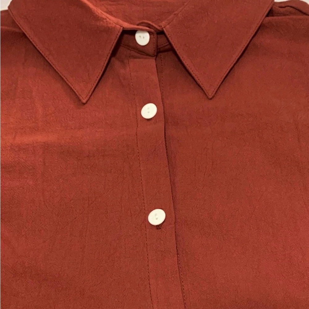 NEW Rust Red 100% Cotton Button Down Maxi Dress 2X - Picture 2 of 4